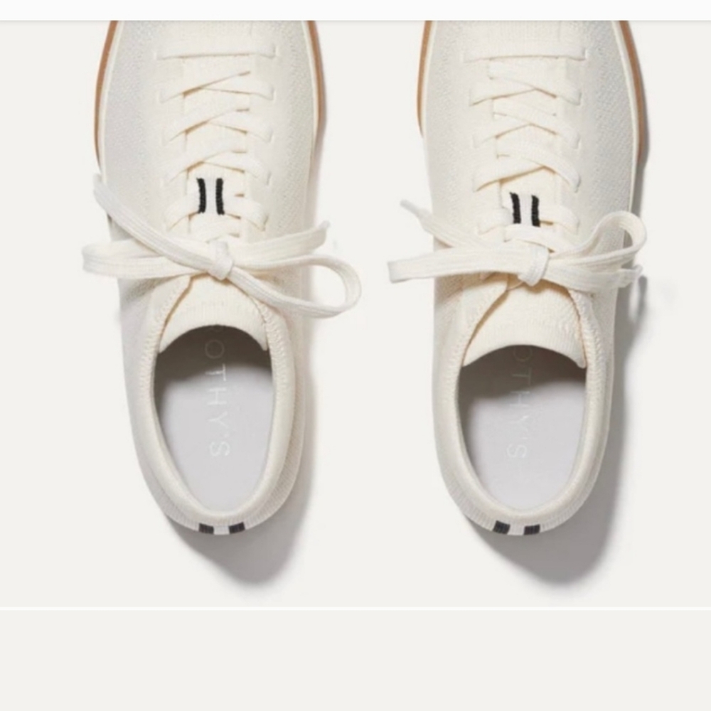 Rothy's Cream and Blue Slip-On Sneakers